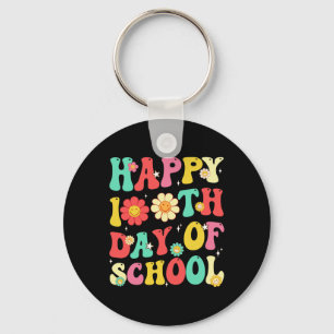Retro 100 Days Of School Teachers Students 100th D Key Ring