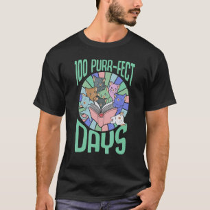 Retro 100 Purr Fect Days Cats 100 Days Of School T-Shirt