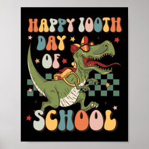 Retro 100th Day Of School 100 Days Of School Cute  Poster