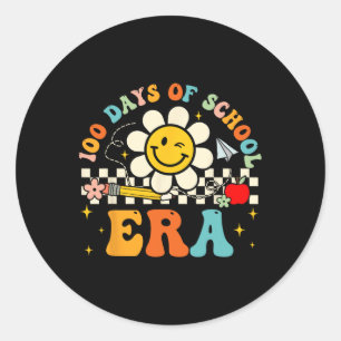 Retro 100th Day Of School Teacher Kid 100 Days Of Classic Round Sticker