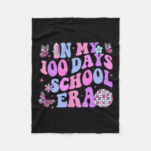 Retro 100th Day Of School Teacher Kid 100 Days Of Fleece Blanket