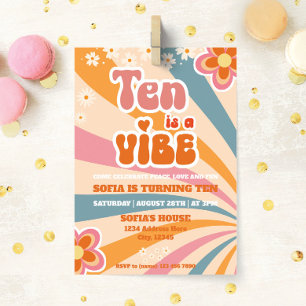 Retro 10th Birthday Invitation Template