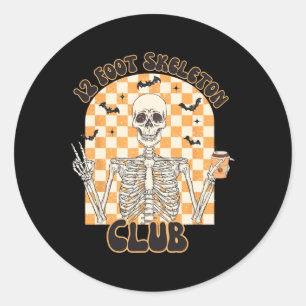 Retro 12 Foot Skeleton Club Halloween Kids Trick O Classic Round Sticker