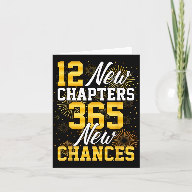 Retro 12 New Chapters 365 New Chances Happy New Ye Card (Front)