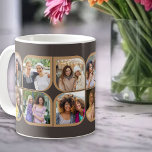 Retro 12 Photo Pinwheel Flower Petal Brown Coffee Mug<br><div class="desc">Stylish photo mug in two tone brown with retro photo collage. The photo template is set up for you to add 12 of your favourite photos, which are automatically displayed in the flower petal shapes. If you have any problem with picture placement, try cropping your photo to a square and...</div>