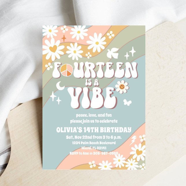 Retro 14th Birthday Party Invitation (Creator Uploaded)