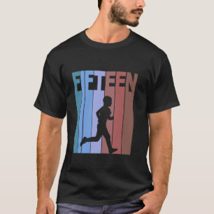 Retro 15th Birthday Running Theme 15 Year Old Runn T-Shirt
