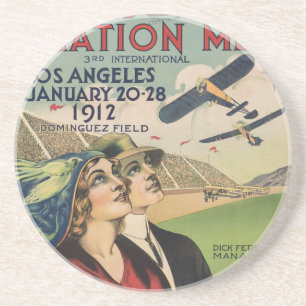 Retro 1912 Los Angeles Air Show Travel Art Coaster