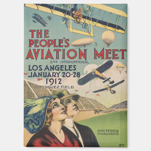 Retro 1912 Los Angeles Air Show Travel Art Magnet