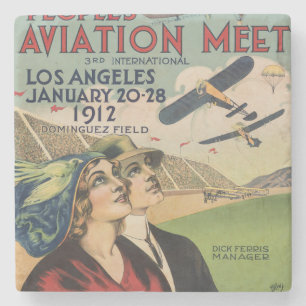 Retro 1912 Los Angeles Air Show Travel Art Stone Coaster