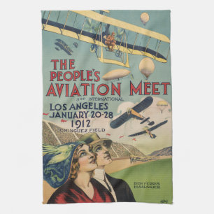 Retro 1912 Los Angeles Air Show Travel Art Tea Towel
