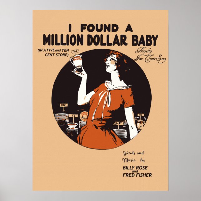 Retro 1920s music sheet cover Million dollar Poster (Front)