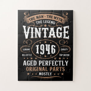 Retro 1946 Birthday Man Myth Legend 80th Gift   Jigsaw Puzzle