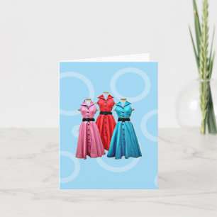 RETRO 1950 DRESSES GREETING CARD