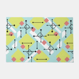 Retro 1950s Art Diamonds Mint Green Yellow Doormat