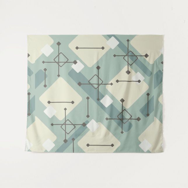 Retro 1950s Art Diamonds Sage Green Tapestry (Front (Horizontal))