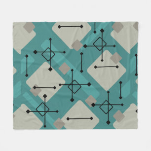 Retro 1950s Art Diamonds Teal Turquoise Fleece Blanket