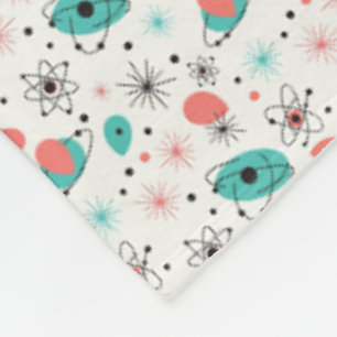Retro 1950s Atomic Starburst & Orbiting Atoms Fleece Blanket