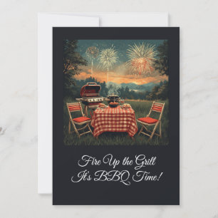 Retro 1950s Backyard BBQ Scene – Nostalgic 4th of Invitation
