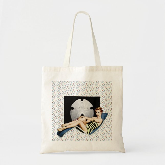 Retro 1950s Beach Pinup Tote Bag (Front)