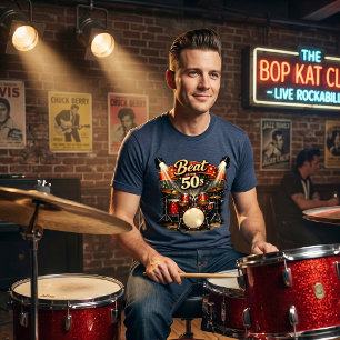 Retro 1950s - Beat of the 50s Rock n Roll Drum Kit Tri-Blend Shirt