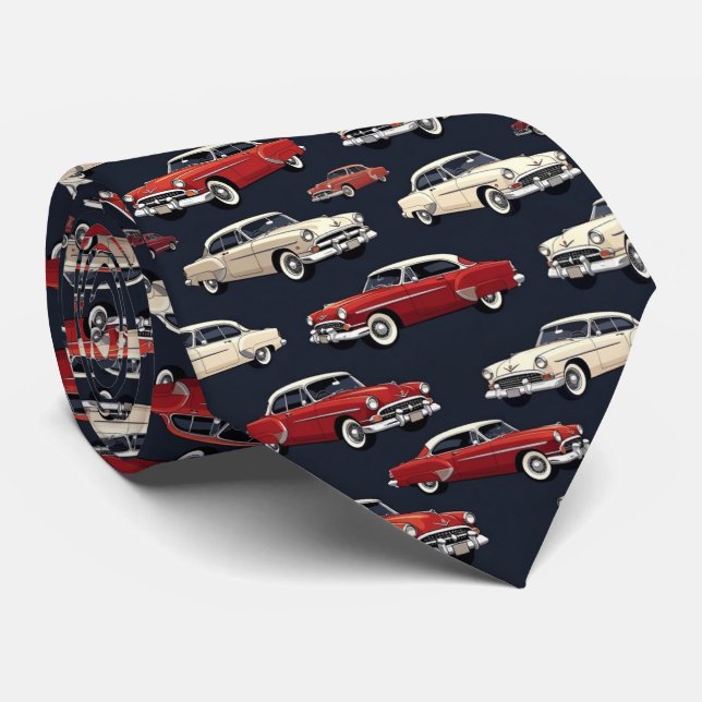 Retro 1950s Car Tie (Rolled)