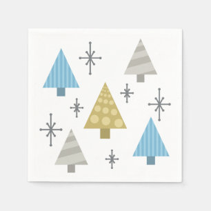 Retro 1950s Christmas Trees Napkin