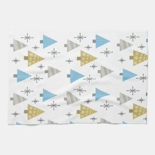 Retro 1950s Christmas Trees Tea Towel