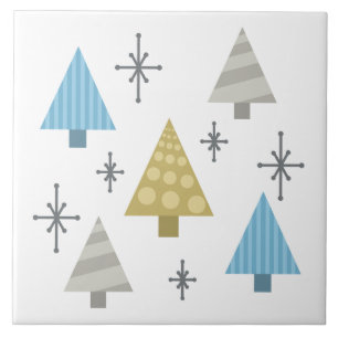 Retro 1950s Christmas Trees Tile