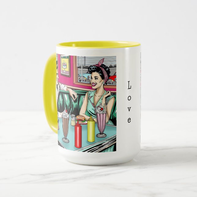 Retro 1950's Couple at Diner Mug (Front Left)