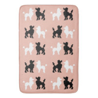Retro 1950's Cute White & Black Poodles on Salmon