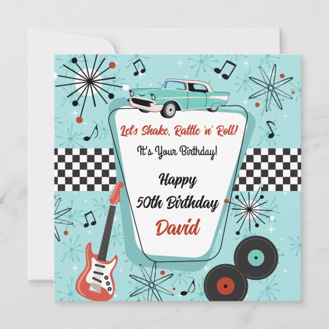 Retro 1950's Diner Birthday Card (Front)