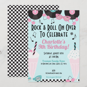 Retro 1950s Diner Milkshake Birthday Invitation – 