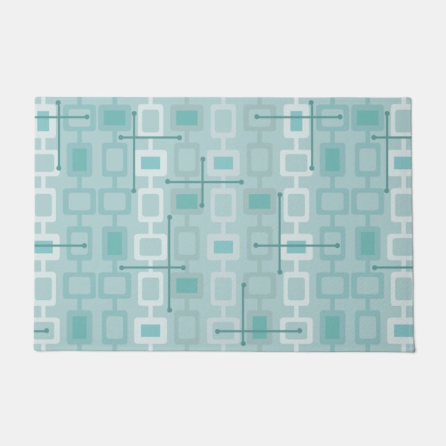 Retro 1950s Geometric Pattern Mint Doormat (Front)