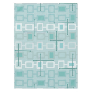 Retro 1950s Geometric Pattern Mint Tablecloth