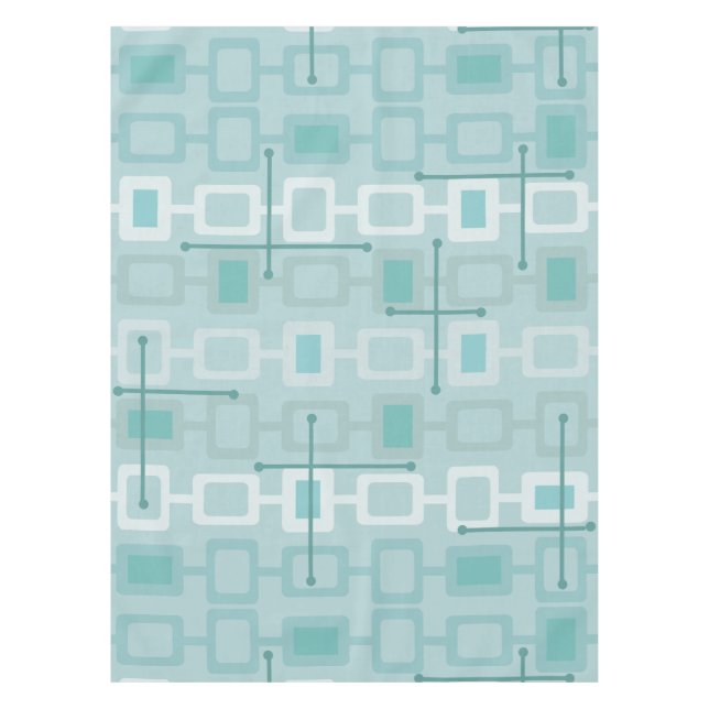 Retro 1950s Geometric Pattern Mint Tablecloth (Front)
