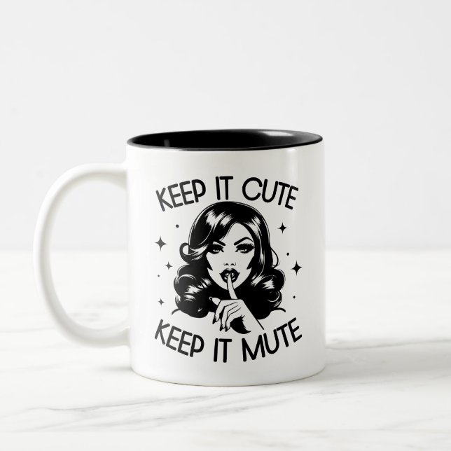Retro 1950s Glam Girl Funny Sarcastic Quote Two-Tone Coffee Mug (Left)