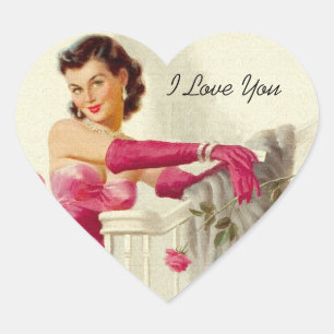 Retro 1950s Love Heart Sticker