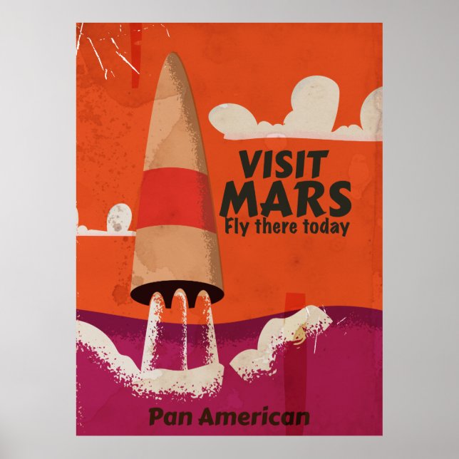 Retro 1950s Mars Vacation Poster (Front)