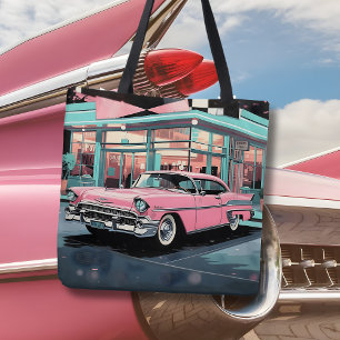 Retro 1950s Pink Car Mid‑Century Diner Tote Bag