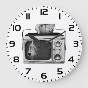 Retro 1950s Portable TV Mid-Century Large Clock