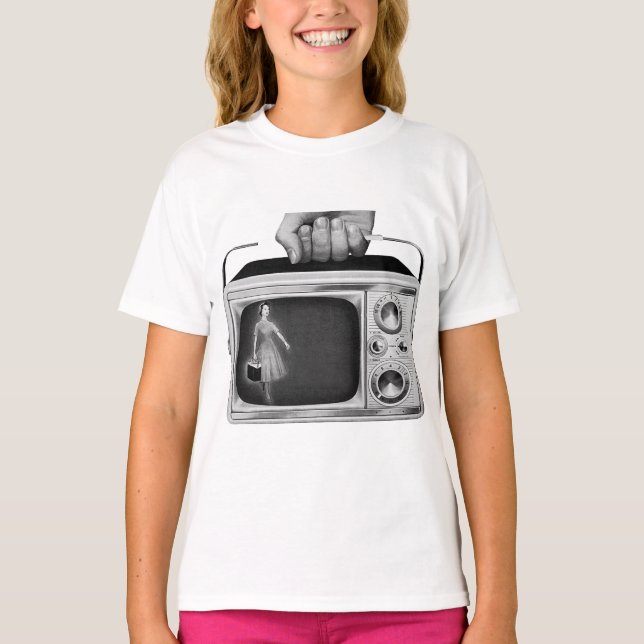 Retro 1950s Portable TV Mid-Century T-Shirt (Front)