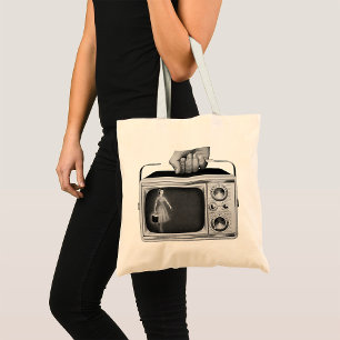 Retro 1950s Portable TV Mid-Century Tote Bag