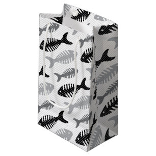 Retro 1950s Seafood Restaurant Fishbone Pattern Small Gift Bag
