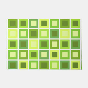 Retro 1950s Tiles Pattern Chartreuse Green Doormat