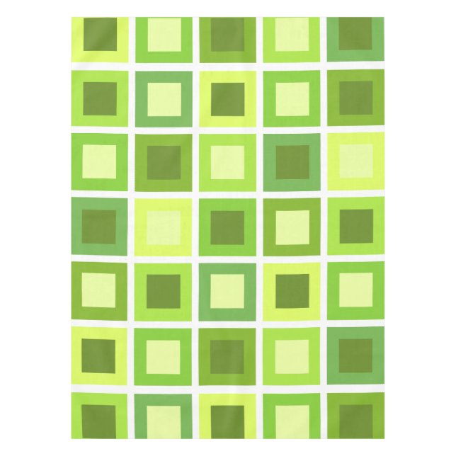 Retro 1950s Tiles Pattern Chartreuse Green Tablecloth (Front)
