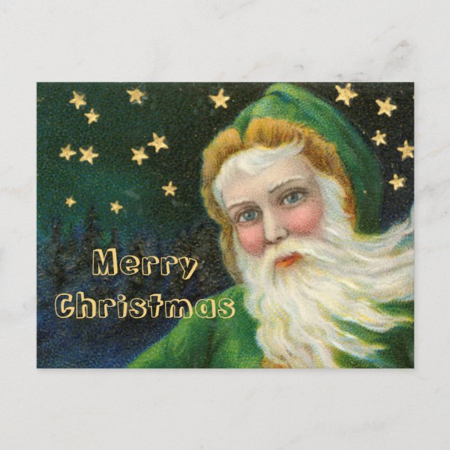 Retro 1950s Vintage Santa Merry Christmas  Holiday Postcard (Front)