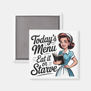 Retro 1950s Waitress – Vintage Diner Kitchen Magnet