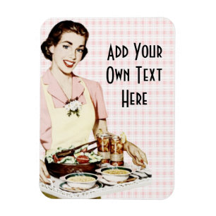 Retro 1950s Woman with Lunch Tray Magnet