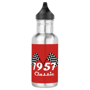 Retro 1957 Classic Black & White Chequered Flag 532 Ml Water Bottle